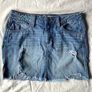 Mudd Distressed Denim Mini Skirt